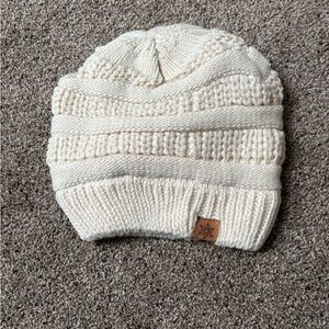 Cozy Cream Knit Beanie for Kids
